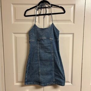 Aerie Denim Halter Mini Dress